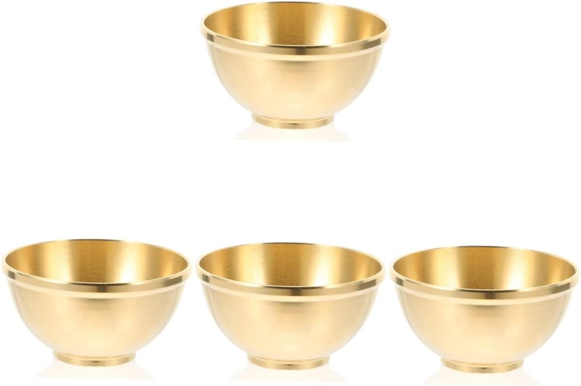 Cabilock Bronze Decorative Bowl Set of 4 Buddha Sacrifice Bowls Made of Pure Copper Meditation Bowls Worship Bowl Altar Bowls Copper Bowl of the Temple Pot Lubricating Wiping Bowl Jewellery Tray