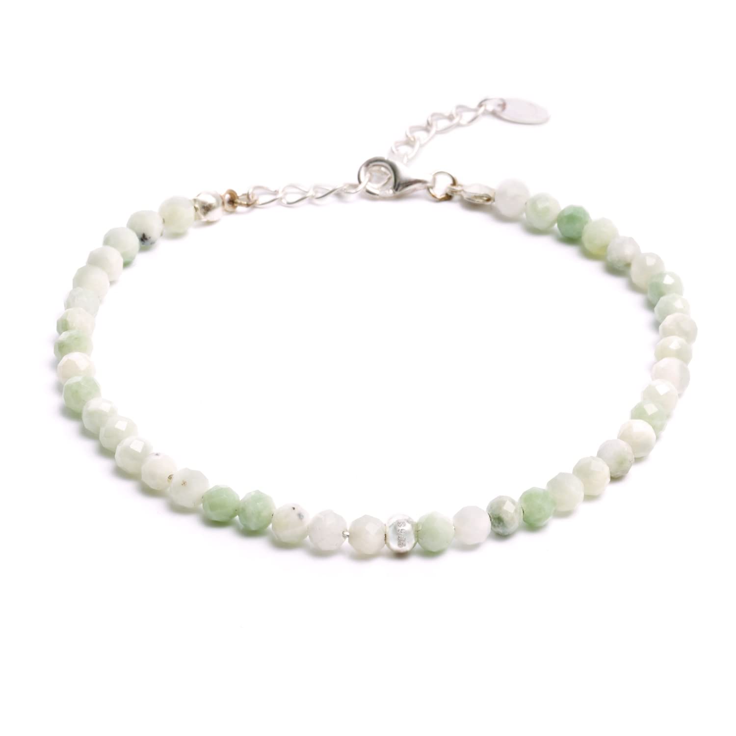 BERGERLIN Echtes Naturstein Perlenarmband - Naturstein geprüft in Deutschland, mit 925 Sterling Silberperle oder vergoldeter Perle - Mit Verschluss und Echtheitszertifikat, für Damen und Herren