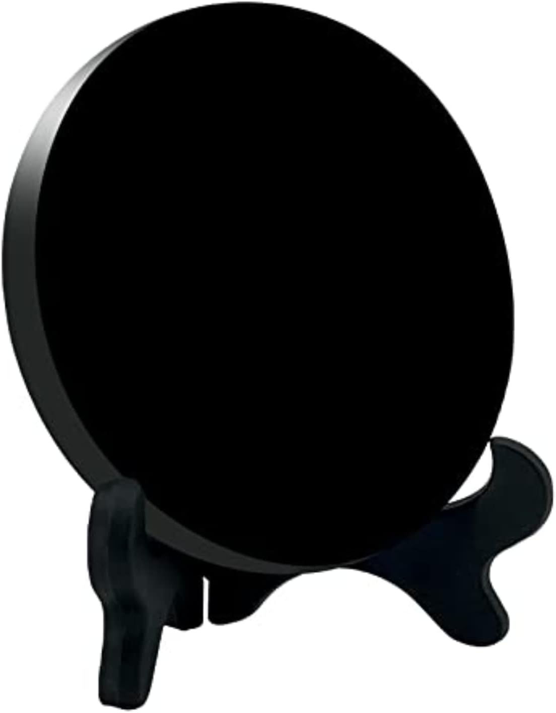UGZDEA Schwarzer Obsidian Spiegel, Schwarzer Obsidian Wahrsagespiegel Für Heimdekoration-Yoga Meditation Energie Spiegel Mit Halterung (8cm)