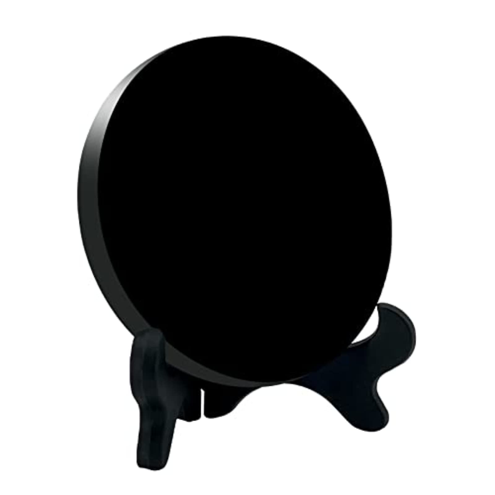 UGZDEA Schwarzer Obsidian Spiegel, Schwarzer Obsidian Wahrsagespiegel Für Heimdekoration-Yoga Meditation Energie Spiegel Mit Halterung (8cm)