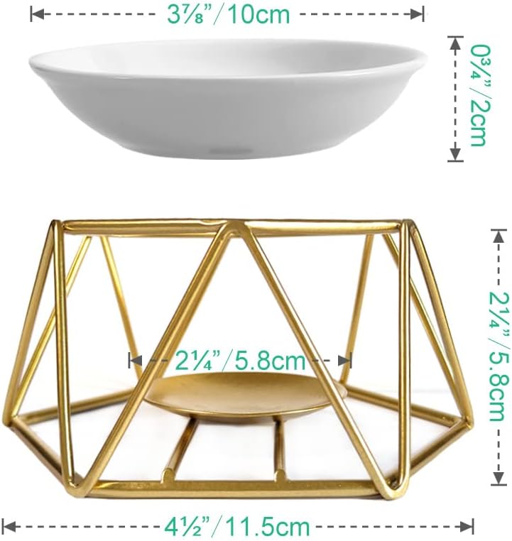 Violetpos Stylish Romantic Ceramic Aroma Lamp Aroma Diffuser Tealight Candle Holder Oil Burner Gold