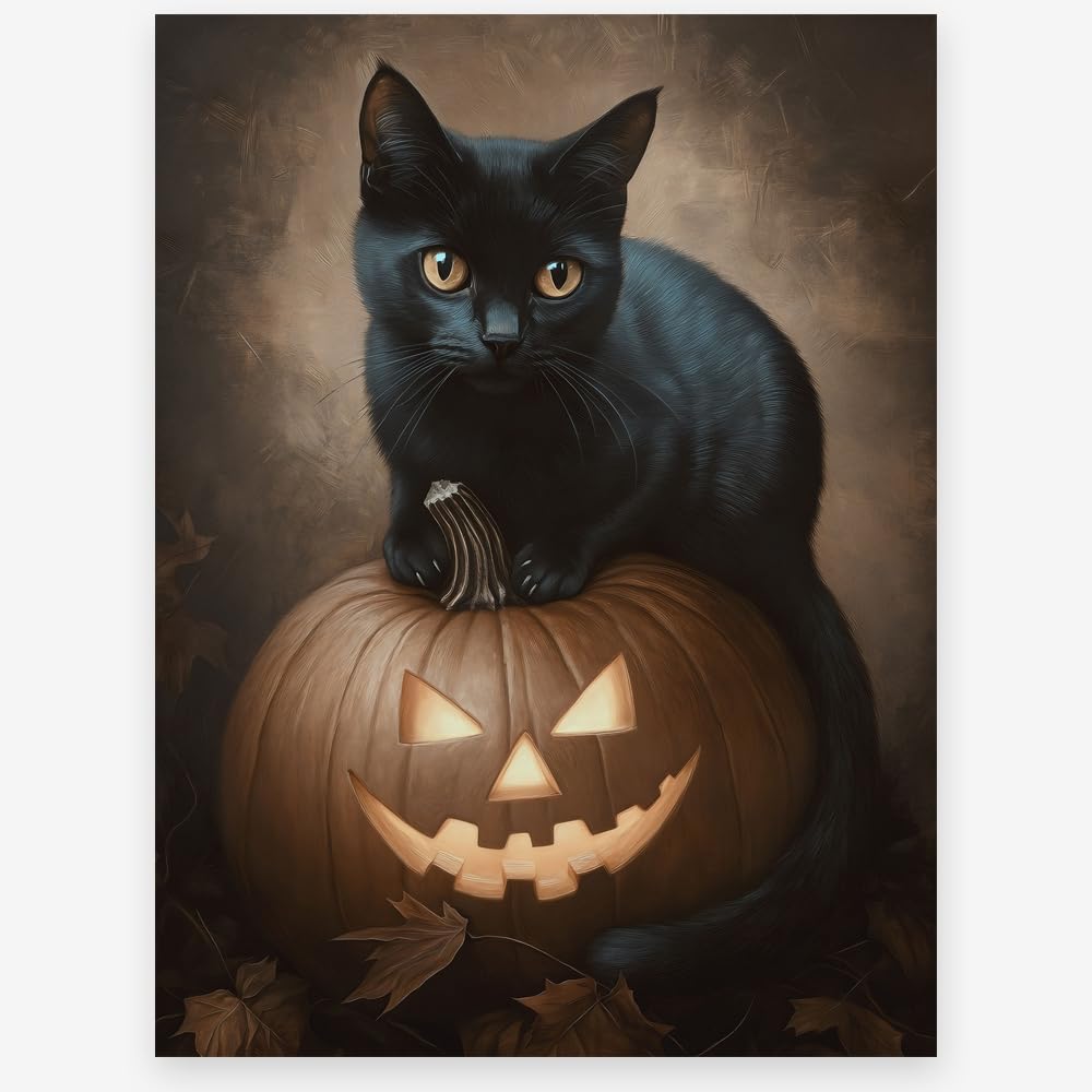 incstirup Vintage Moody Halloween Wall Art Raven-Crow Poster For Farmhouse Cottage Gothic Wall Decor-Dark Academia Art Canvas Print Picture For Room Bedroom Halloween Decor