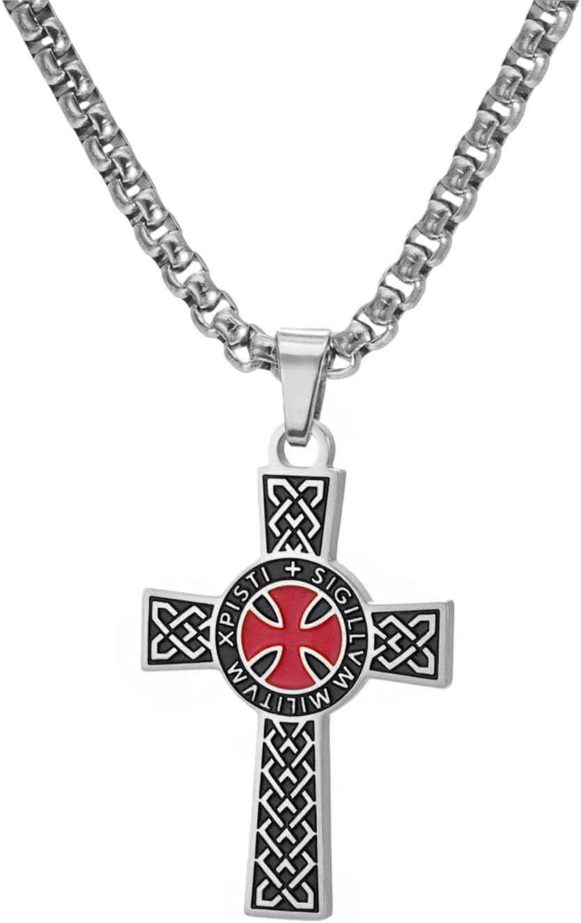 Dreamtimes Ritter Templer Kreuz Halskette für Frauen Männer Edelstahl Vintage Kreuzritter Heiliger Ritter Halskette Dainty Religiöser Schmuck