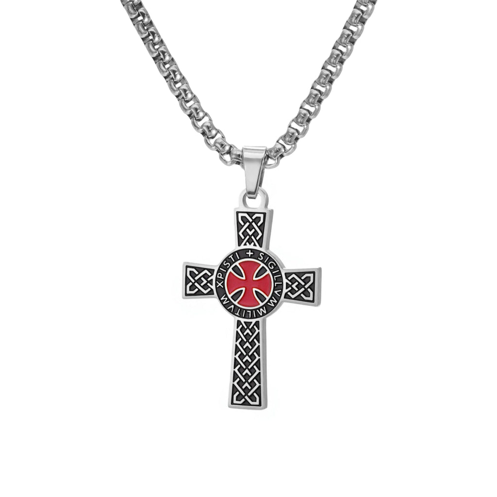 Dreamtimes Ritter Templer Kreuz Halskette für Frauen Männer Edelstahl Vintage Kreuzritter Heiliger Ritter Halskette Dainty Religiöser Schmuck