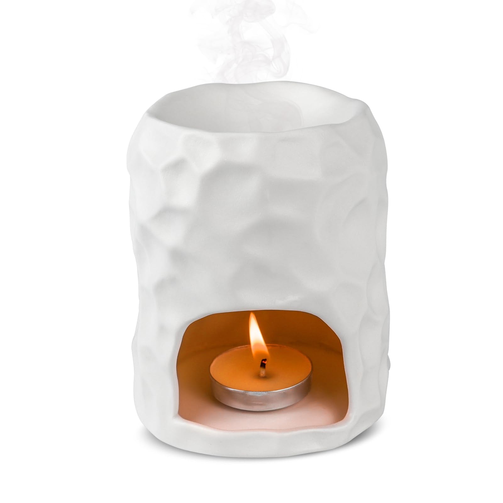 Ceramic Fragrance Lamp Tea Light for Essential Oils, Minimalist Fragrance Light, Aroma Lamp, High-Quality Oil Lamp, Tea Light, Oil and Wax Diffuser, Fragrance Oil Lamp, Matte Black