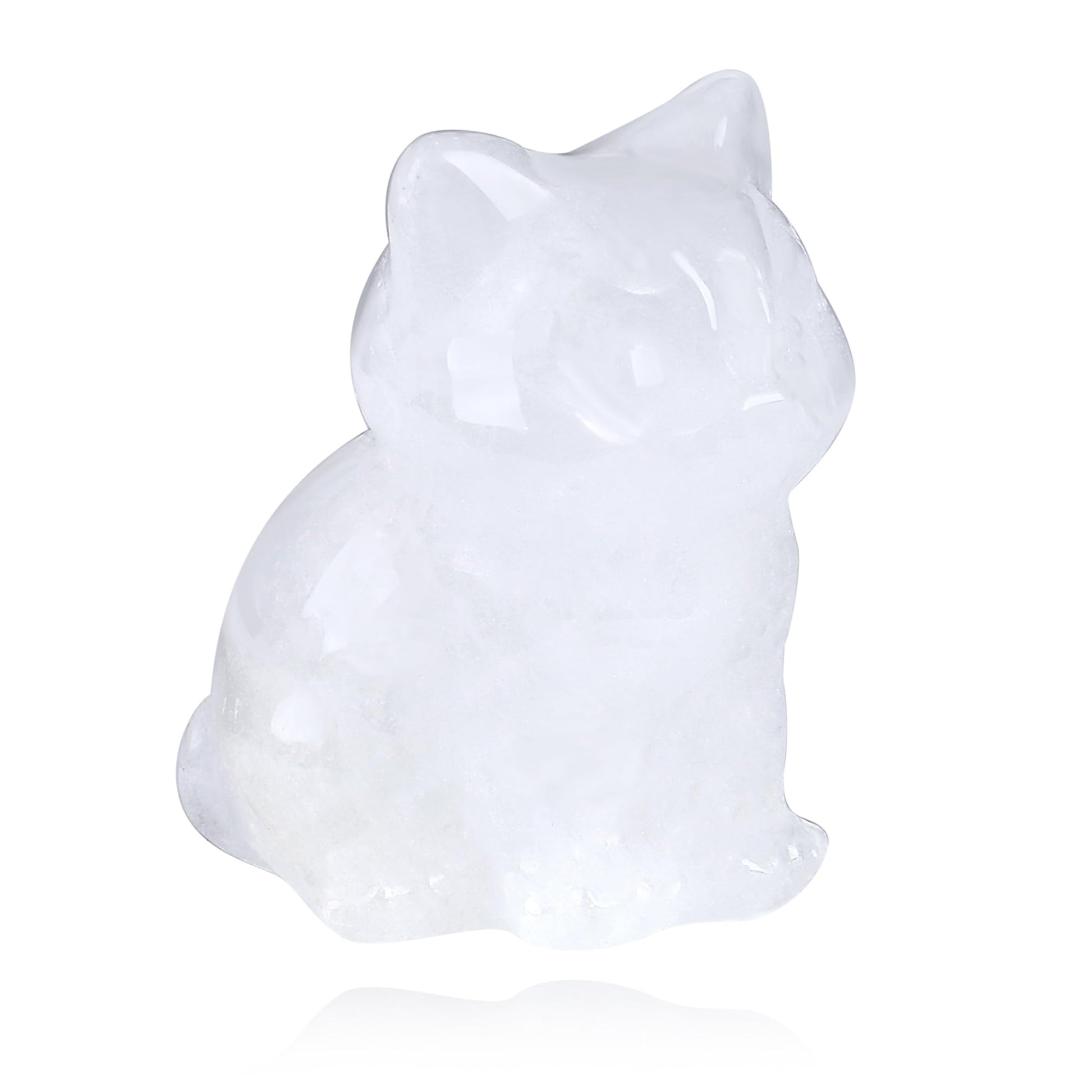 QINJIEJIE Dalmatian Jasper Cat Crystals Figurine Sleeping Cat Figure Statue Gemstones Sculpture Lucky Kitten Cute Decoration Men Women