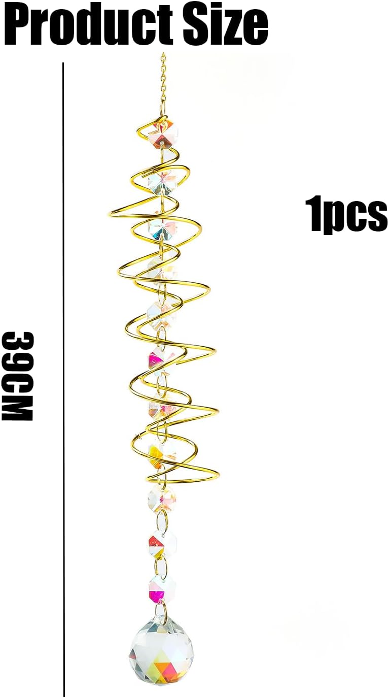 Sonnenfänger Windspiel mit Blick auf Kugel Spiralschwanz Kristall Regenbogen Sonnenfänger Windspiel mit Sieben Chakra Perlen für Fenster Haus Garten Party Hochzeit Dekoration