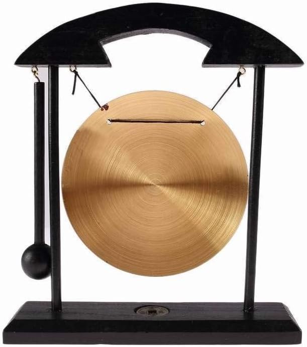 lachineuse - Gong mit Schlägel – Chinesischer Drachen-Gong – Zen-Dekoration aus Holz und Kupfer – Feng Shui Deko für Zuhause, Büro, Wohnzimmer – Geschenkidee China Asien – Asiatische Tradition
