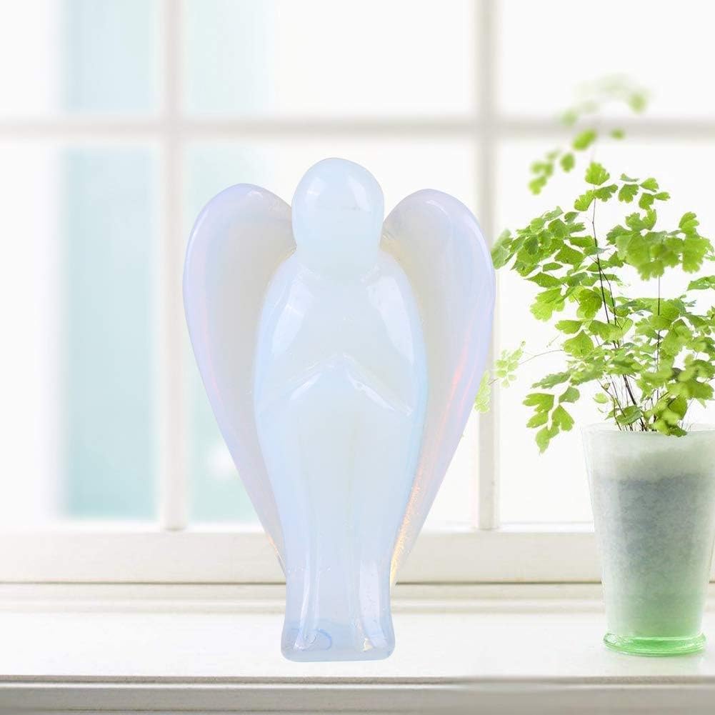 Watris Veiyi Schutzengel Figur, 3.8cm/1.5in Engel Figur Edelsteine, Opal Stein Engelfiguren Deko, für Schreibtisch Hauptdekoration Glücksbringern