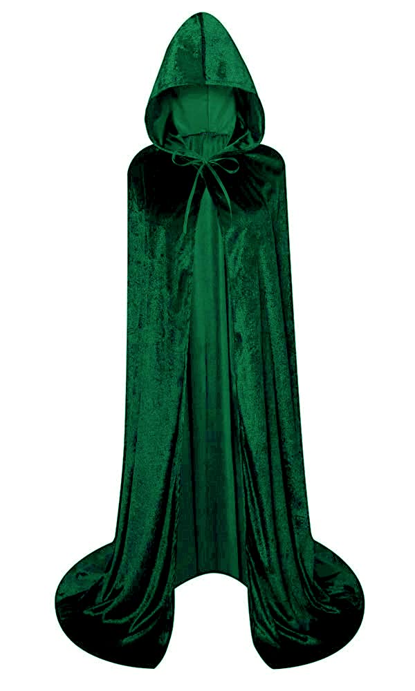LHJ Unisex Full Length Hooded Robe Cloak Long Velvet Cape Cosplay Costume