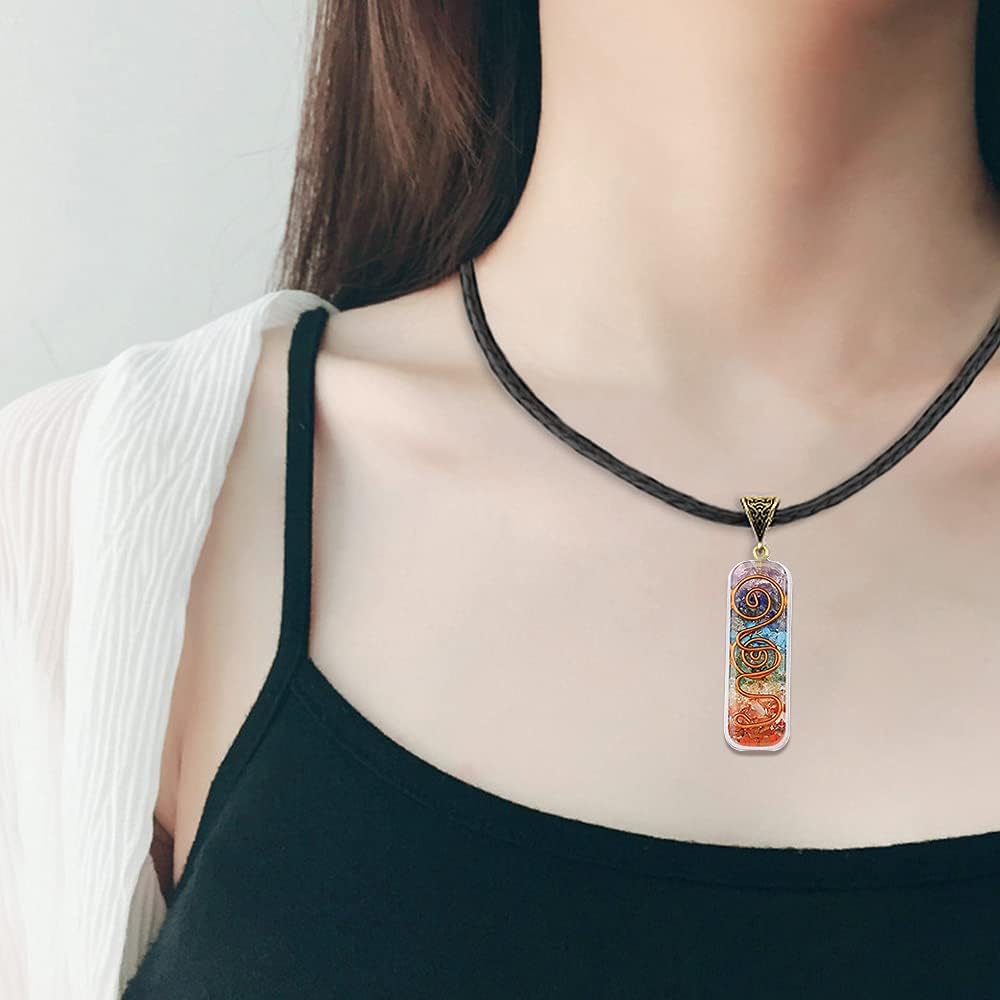 TOFBS Chakra Crystal Pendant Necklace & Bracelet Jewellery Set for Men and Women, Reiki Healing Stone Necklace Bracelet Lucky Charm for Healing Protection Positive Energy Yoga Balance Meditation