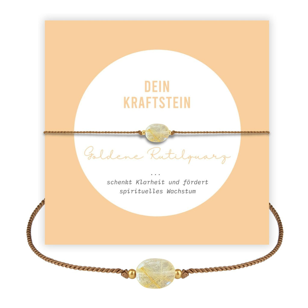 happymaker - Rosenquarz Armband Damen, handgemacht in Deutschland, Edelstein Armband rosa mit vergoldeten Perlen, Geschenkverpackung als Kraftgeber Geschenk für Frauen und Mädchen