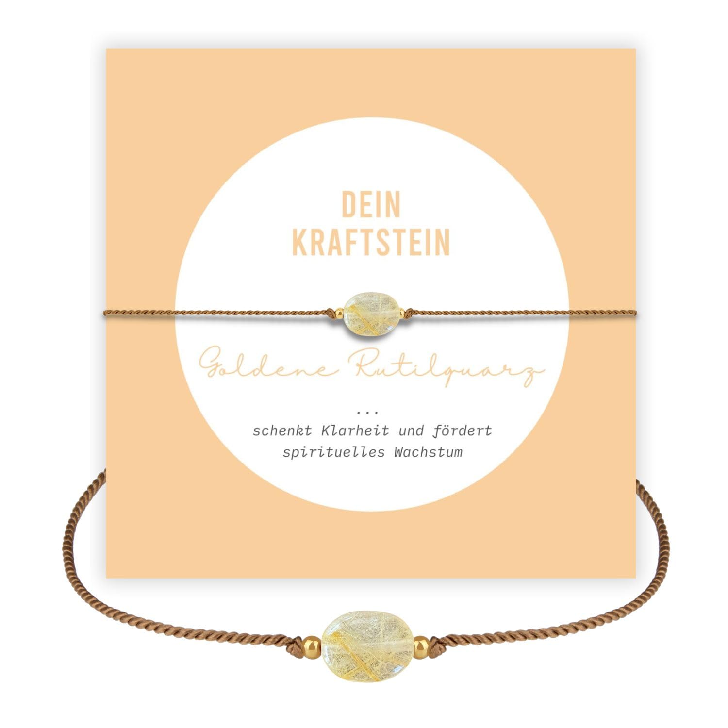 happymaker - Rosenquarz Armband Damen, handgemacht in Deutschland, Edelstein Armband rosa mit vergoldeten Perlen, Geschenkverpackung als Kraftgeber Geschenk für Frauen und Mädchen
