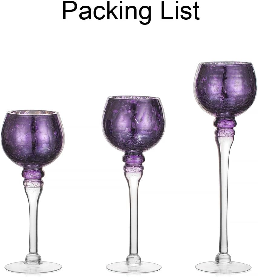 Teelichthalter Glas Teelicht Kerzenhalter - 3 Stück Quecksilberglas Kerzenständer für Tischdekoration Violett Teelichtgläser für Säule und Schwimmende Kerzen Weihnachts Wohnzimmer Deko