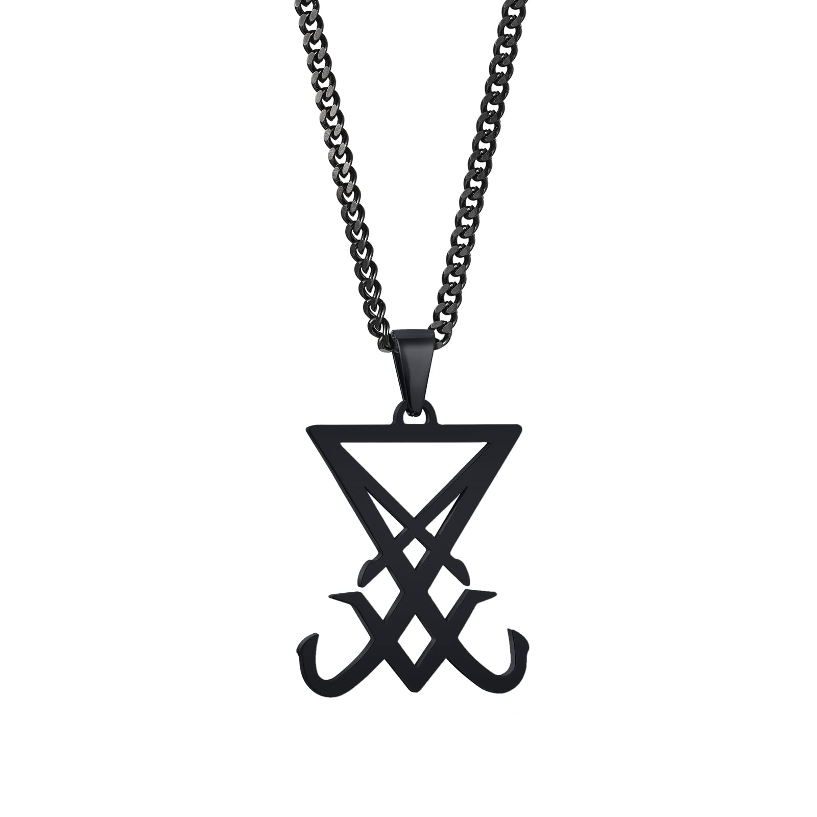 Herren Satanische Halskette : Edelstahl Satan Ziege Halsketten Zeichen von Luzifer Anhänger Umgekehrte Kreuz Anhänger Ziege Kopf Anhänger Leviathan Kreuz Symbol Anhänger Halloween Weihnachten Geschenk