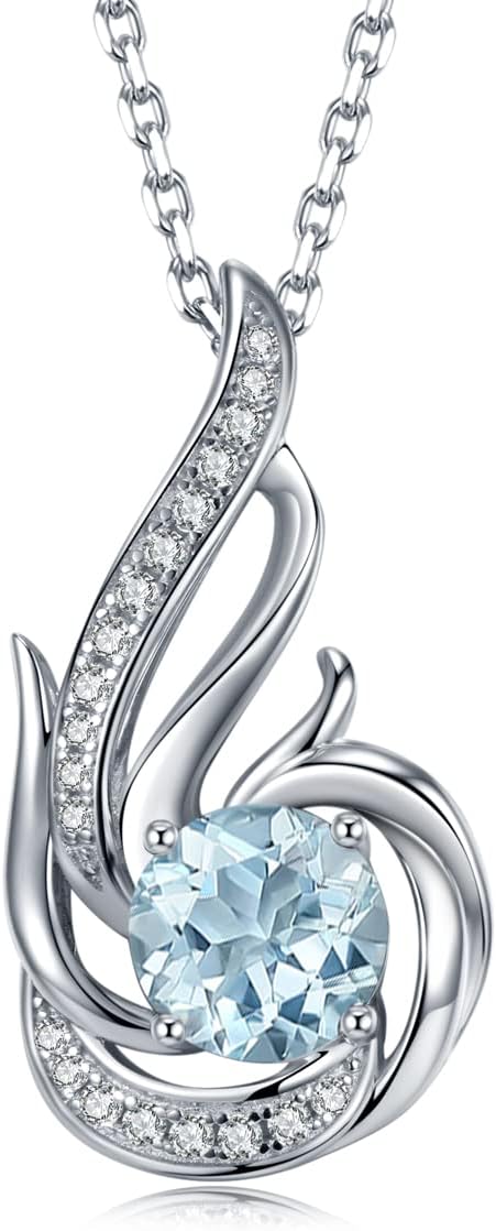 Sterling Silber Geburtsstein Halskette für Frauen erstellt oder echte Edelstein Phoenix Halsketten Geburtstag Jubiläum Schmuck Geschenke für Frauen Mädchen Mama, justierbare Kette