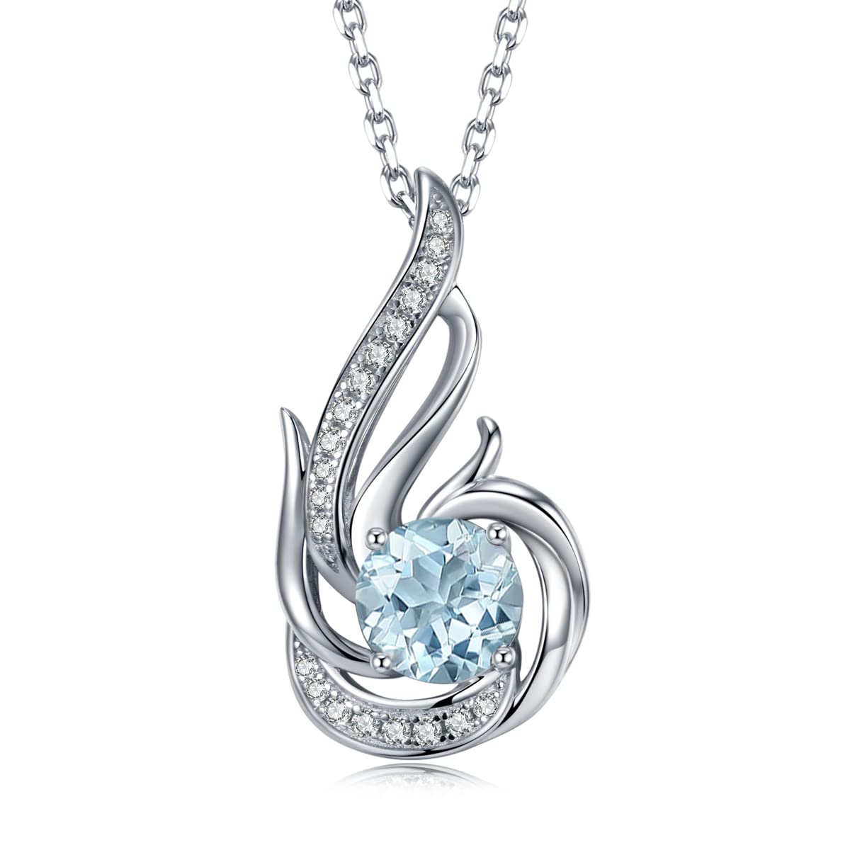 Sterling Silber Geburtsstein Halskette für Frauen erstellt oder echte Edelstein Phoenix Halsketten Geburtstag Jubiläum Schmuck Geschenke für Frauen Mädchen Mama, justierbare Kette