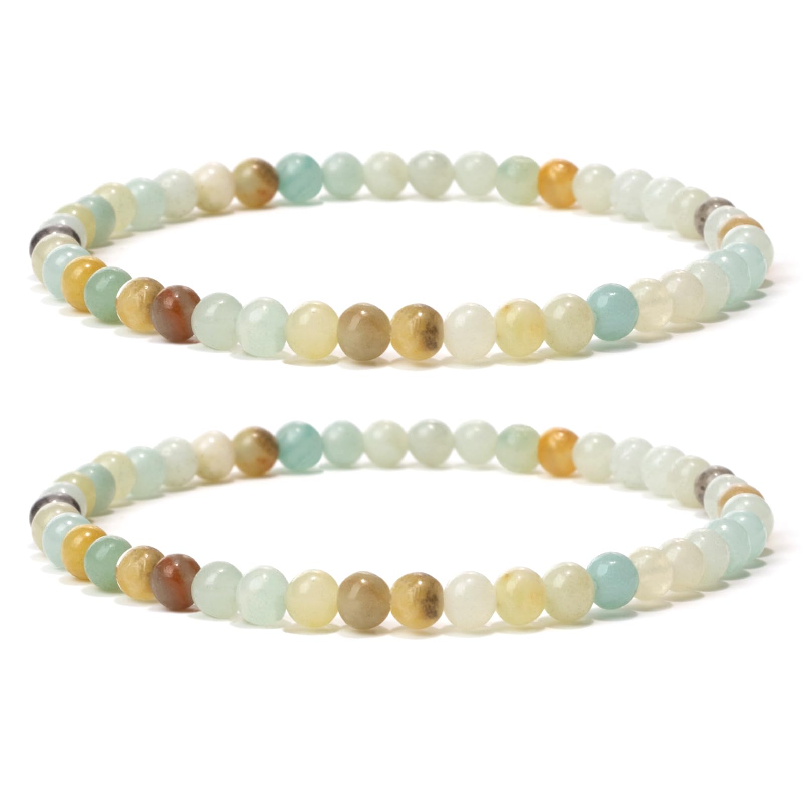 4 mm Stretch Bracelet Made of Real Natural Stone Beads, Healing Stone Bracelet, Yoga Bracelet for Women, Men, Lucky Bracelet, Friendship Bracelet, Replacement Beads Included