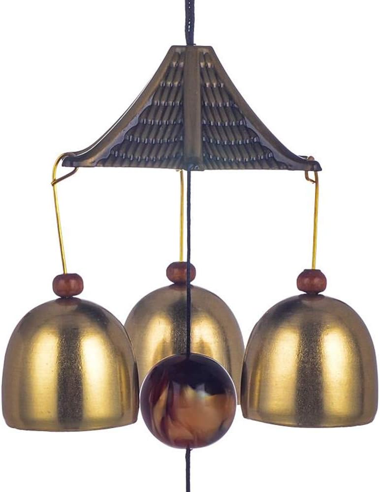 YODOOLTLY Lucky Wind Chime - Feng Shui Wind Chime Outdoor Lucky Charm with 3 Metal Bells Wind Bell for Garden Home Patio Yard (Buddha Coin)