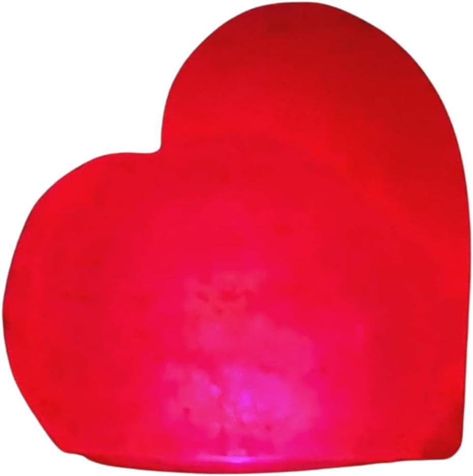 Heimtex Himalaya USB Farbwechsel-LED-Salzkristall-Lampe - Herzförmige Salzlampe aus dem Salz-Sortiment - Salzsteinlampe mit Sockel und Glühbirne aus reinem Salzstein
