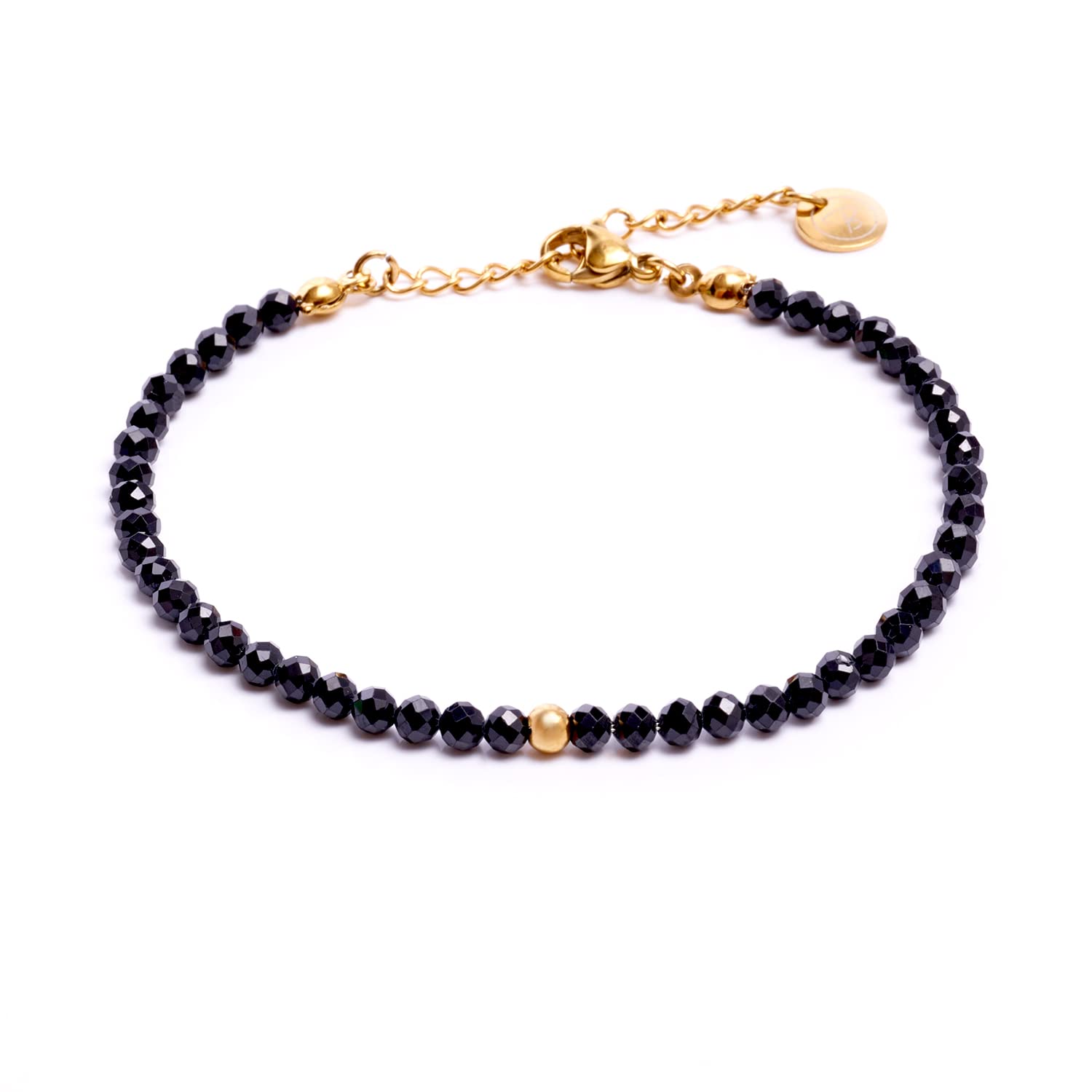 BERGERLIN Echtes Naturstein Perlenarmband - Naturstein geprüft in Deutschland, mit 925 Sterling Silberperle oder vergoldeter Perle - Mit Verschluss und Echtheitszertifikat, für Damen und Herren