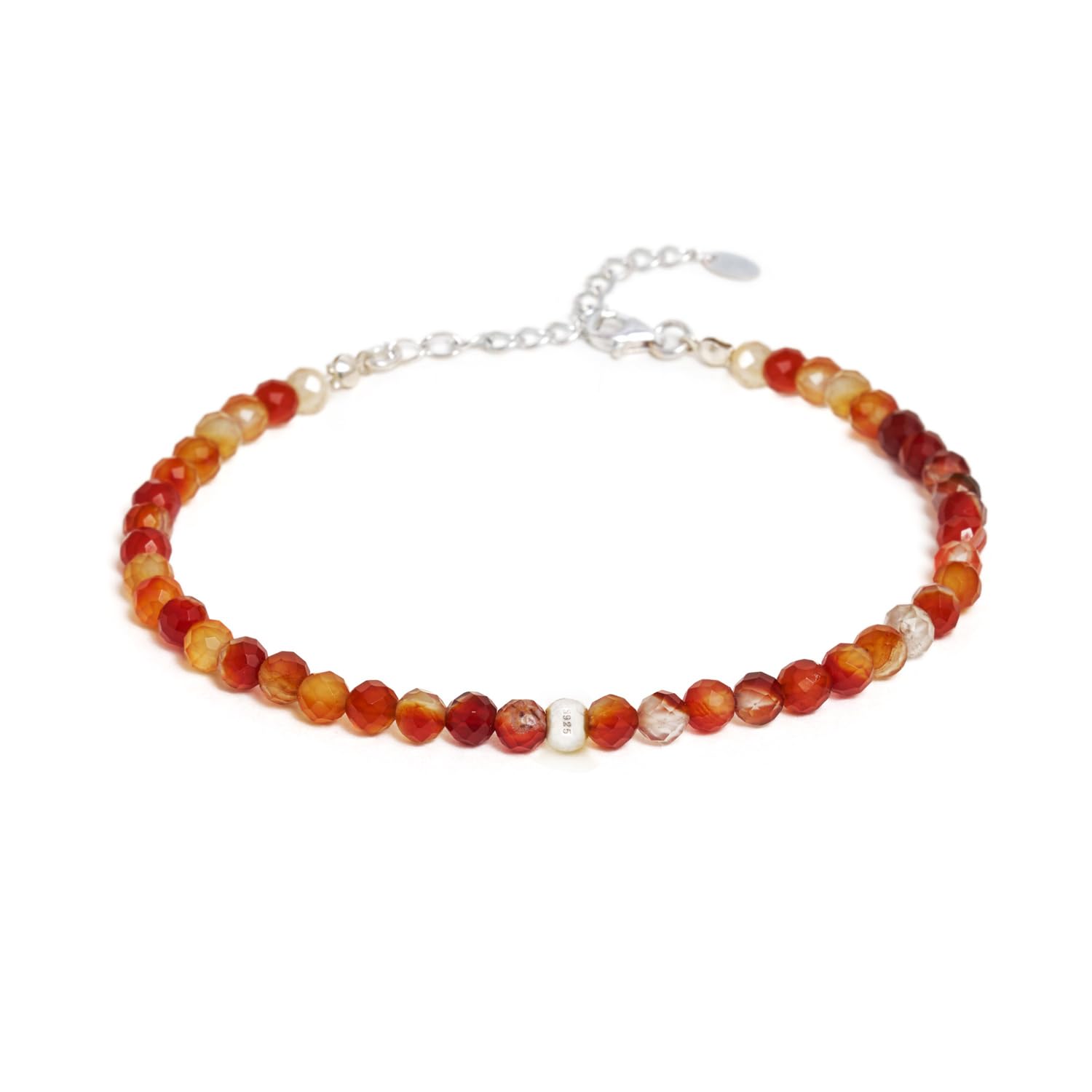 BERGERLIN Echtes Naturstein Perlenarmband - Naturstein geprüft in Deutschland, mit 925 Sterling Silberperle oder vergoldeter Perle - Mit Verschluss und Echtheitszertifikat, für Damen und Herren