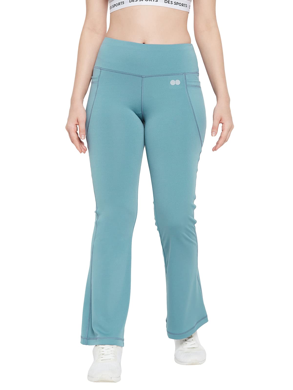 Clovia Women's Comfort Fit High Rise Yoga Pants, Track Pants, Lower, Pyjama, Polyester Lower, Lower, Comfort-Fit High Waist Flared Yoga Pants