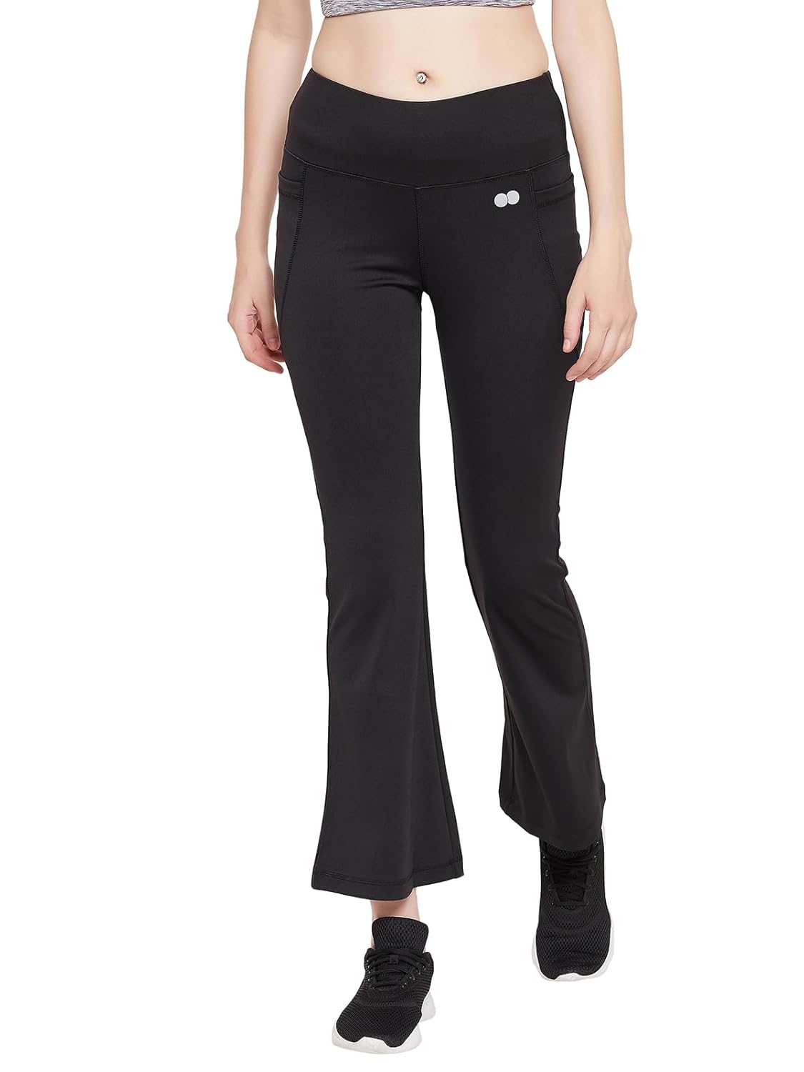 Clovia Women's Comfort Fit High Rise Yoga Pants, Track Pants, Lower, Pyjama, Polyester Lower, Lower, Comfort-Fit High Waist Flared Yoga Pants