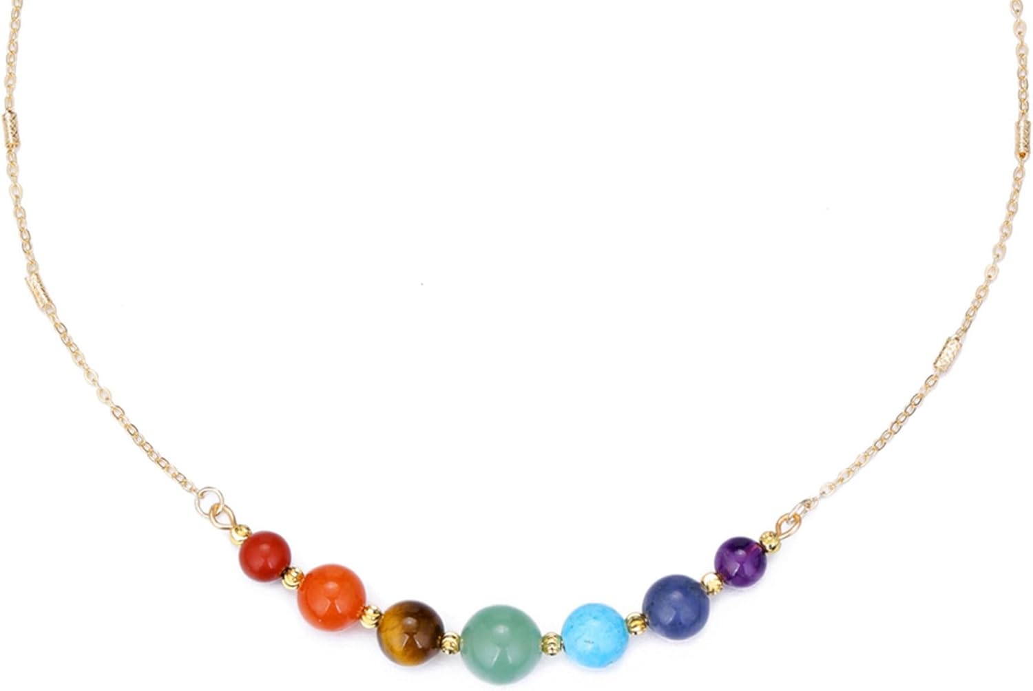 GEHECRST Edelstein 7 Chakra Heilsteine Kette Kristall Halskette mit Einstellbar Kette Glückskette Reiki Healing Talisman spirituelle Geschenke