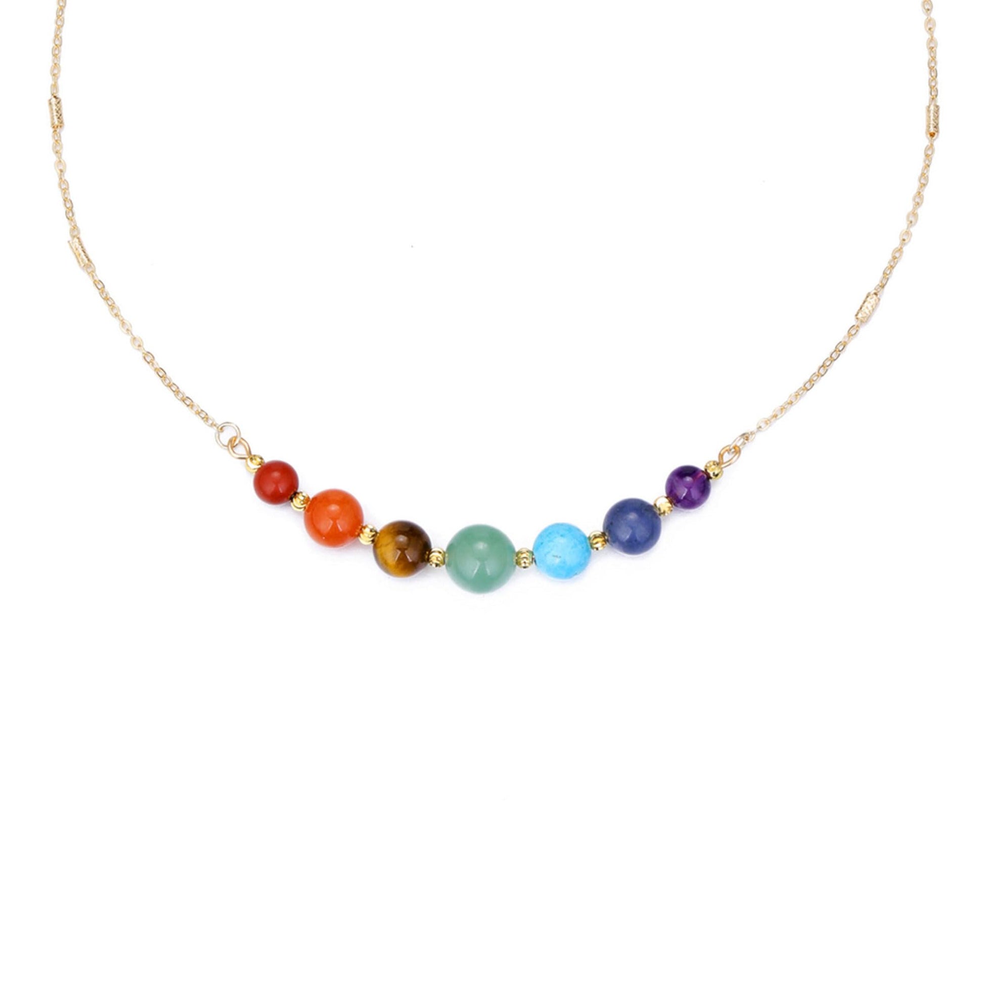 GEHECRST Edelstein 7 Chakra Heilsteine Kette Kristall Halskette mit Einstellbar Kette Glückskette Reiki Healing Talisman spirituelle Geschenke
