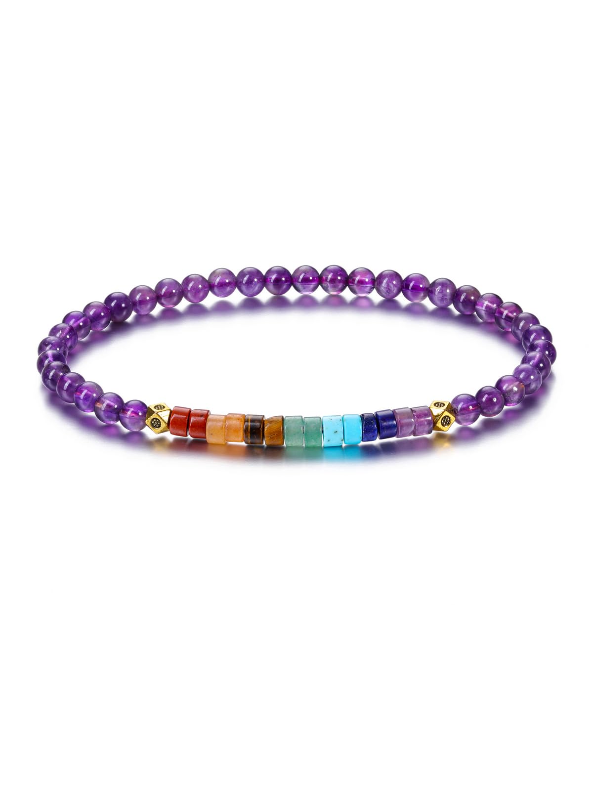 CrystalTears 7 Chakren Armband Damen elastischer Heilende Kristalle Perlenarmband Reiki Talisman spirituelle Geschenke