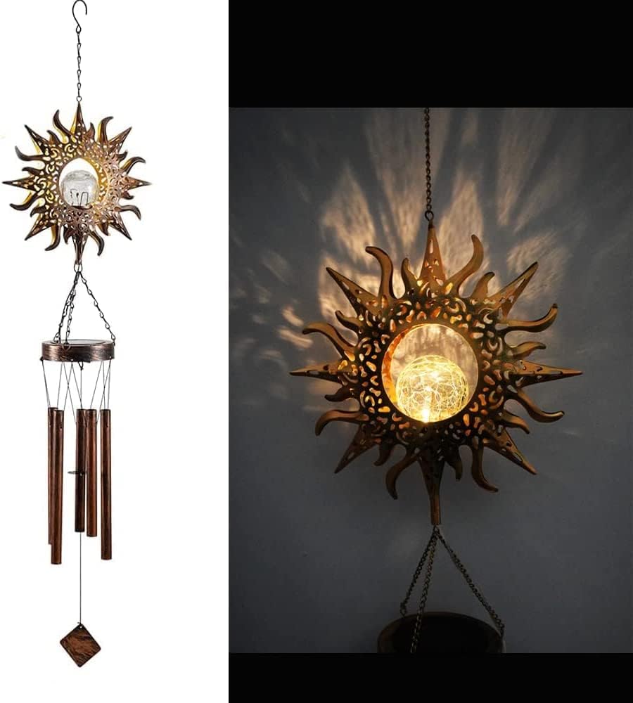 Hanging Solar Wind Chimes - Solarleuchten LED Nachtlichter im Freien Garten Wasserdicht Metall Windglocke Chime Light Lamp für Patio Deck Lawns Yard Terrasse Hof