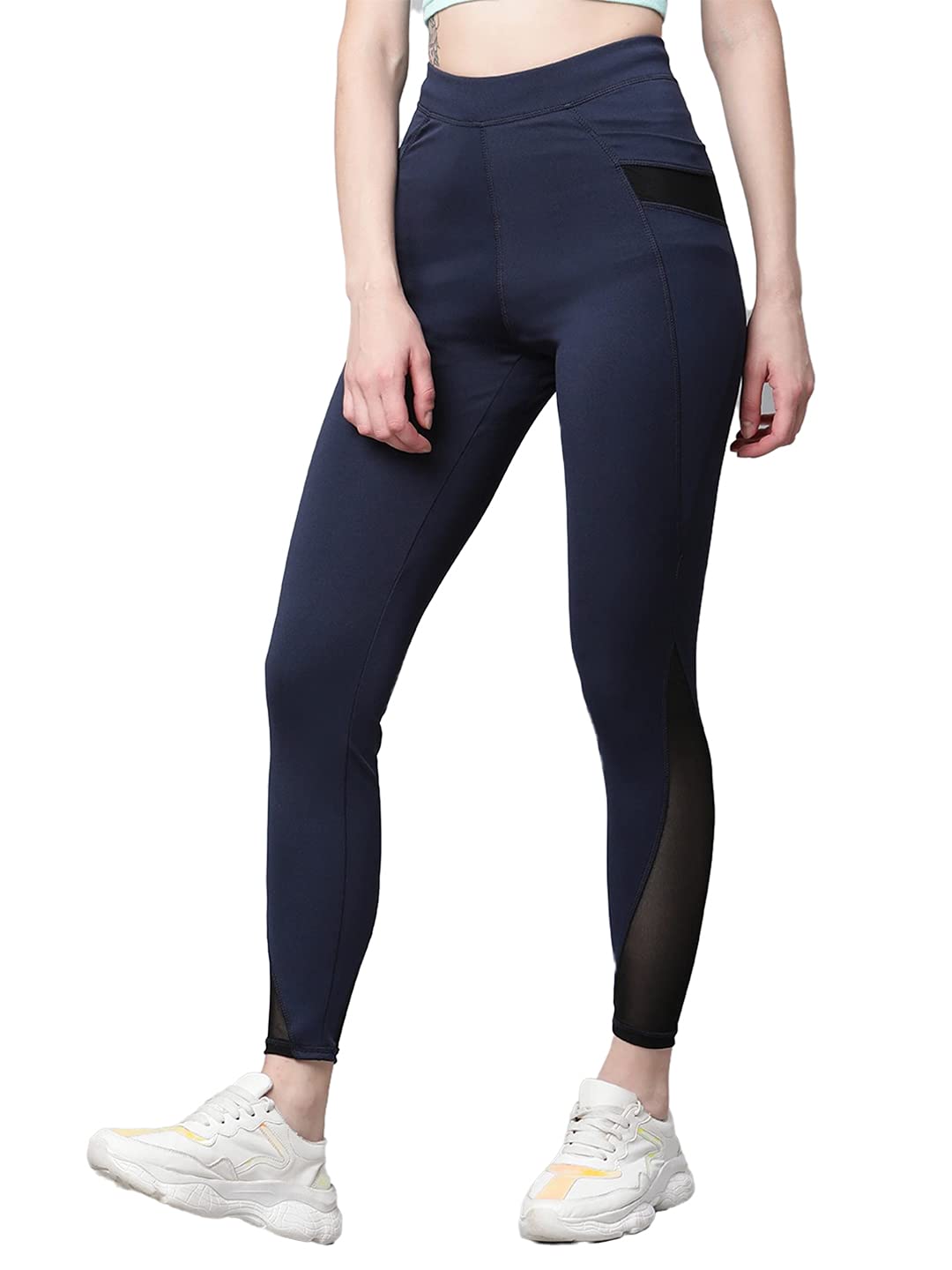 BLINKIN Gym wear Mesh Leggings Workout Pants with Side Pockets/Stretchable Tights/Highwaist Sports Fitness Yoga Track Pants for Women & Girls_2012