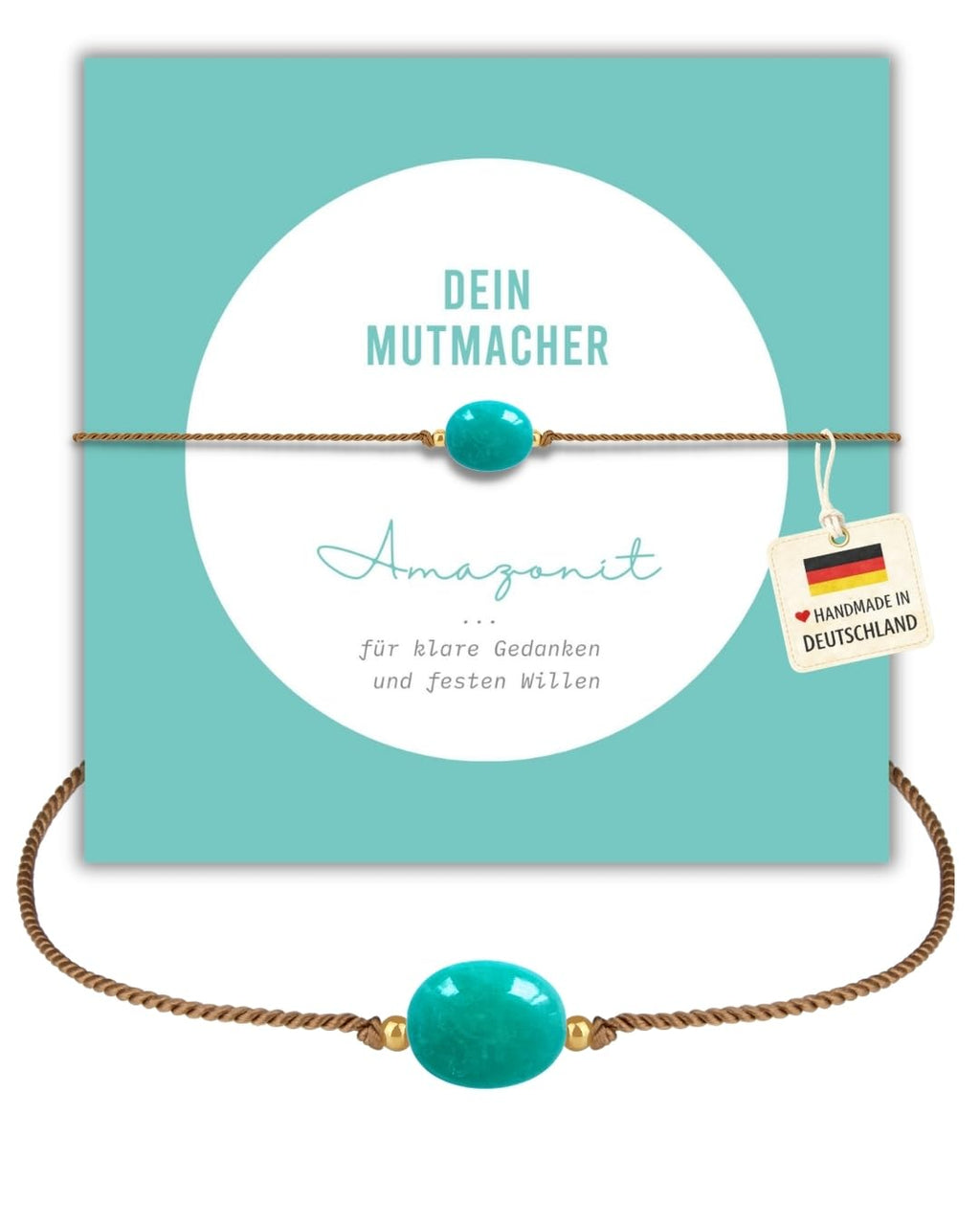 happymaker - Edelstein Armband Damen, handgefertigt in Deutschland mit Goldperlen, Geschenkkarte und Geschenkverpackung, Mutmacher Geschenk