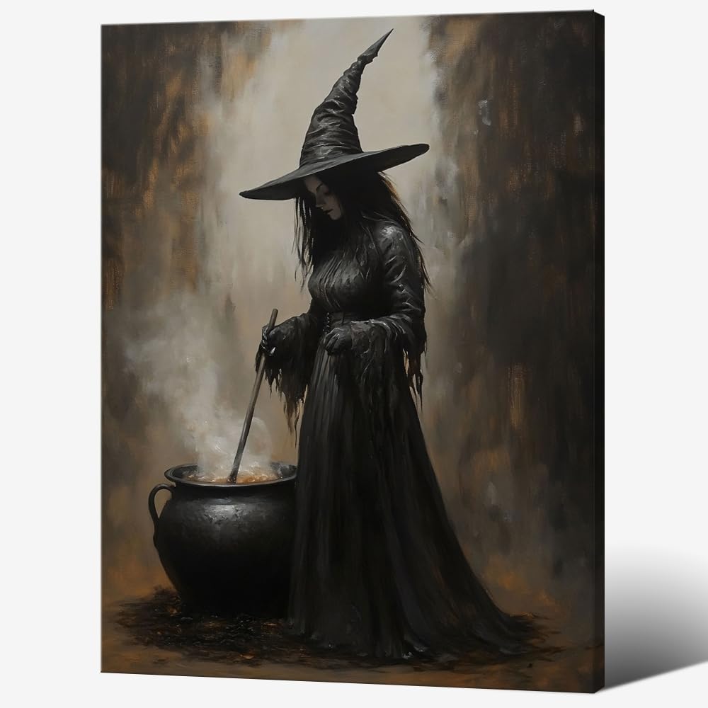 incstirup Vintage Moody Halloween Wall Art Raven-Crow Poster For Farmhouse Cottage Gothic Wall Decor-Dark Academia Art Canvas Print Picture For Room Bedroom Halloween Decor