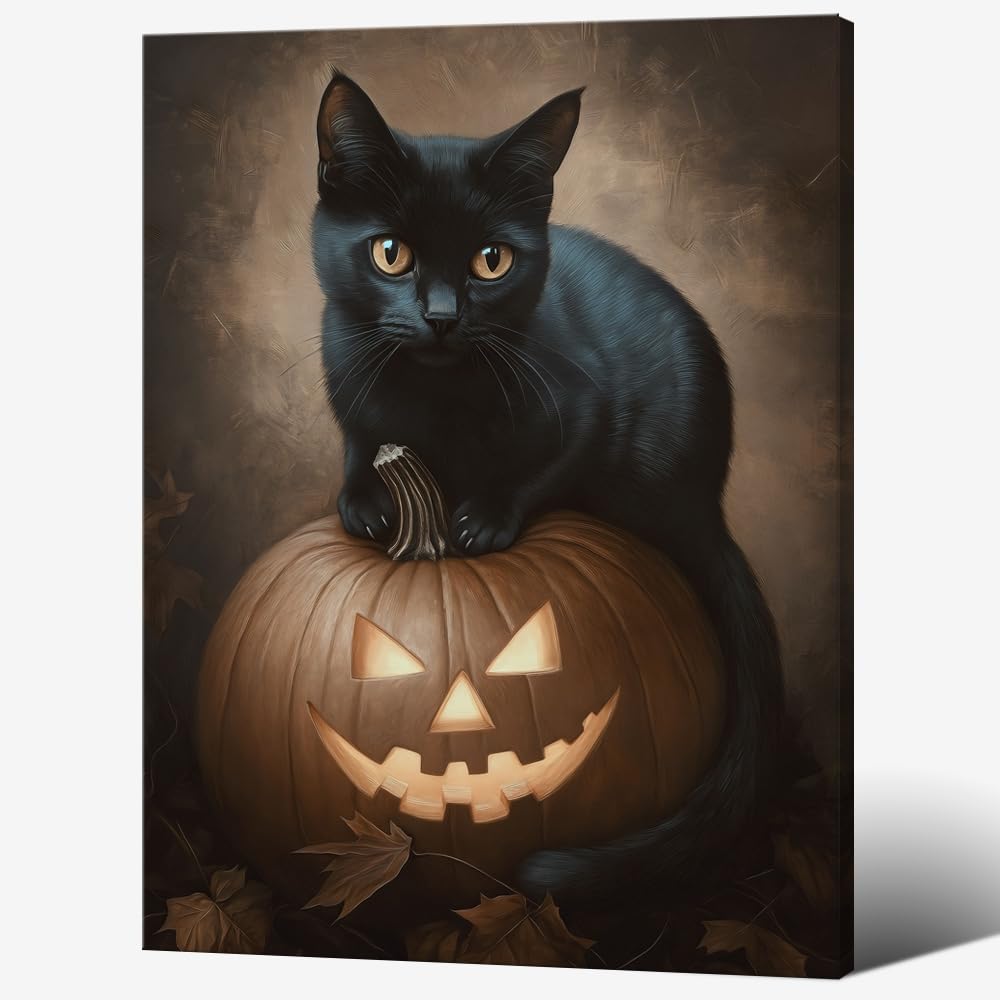 incstirup Vintage Moody Halloween Wall Art Raven-Crow Poster For Farmhouse Cottage Gothic Wall Decor-Dark Academia Art Canvas Print Picture For Room Bedroom Halloween Decor