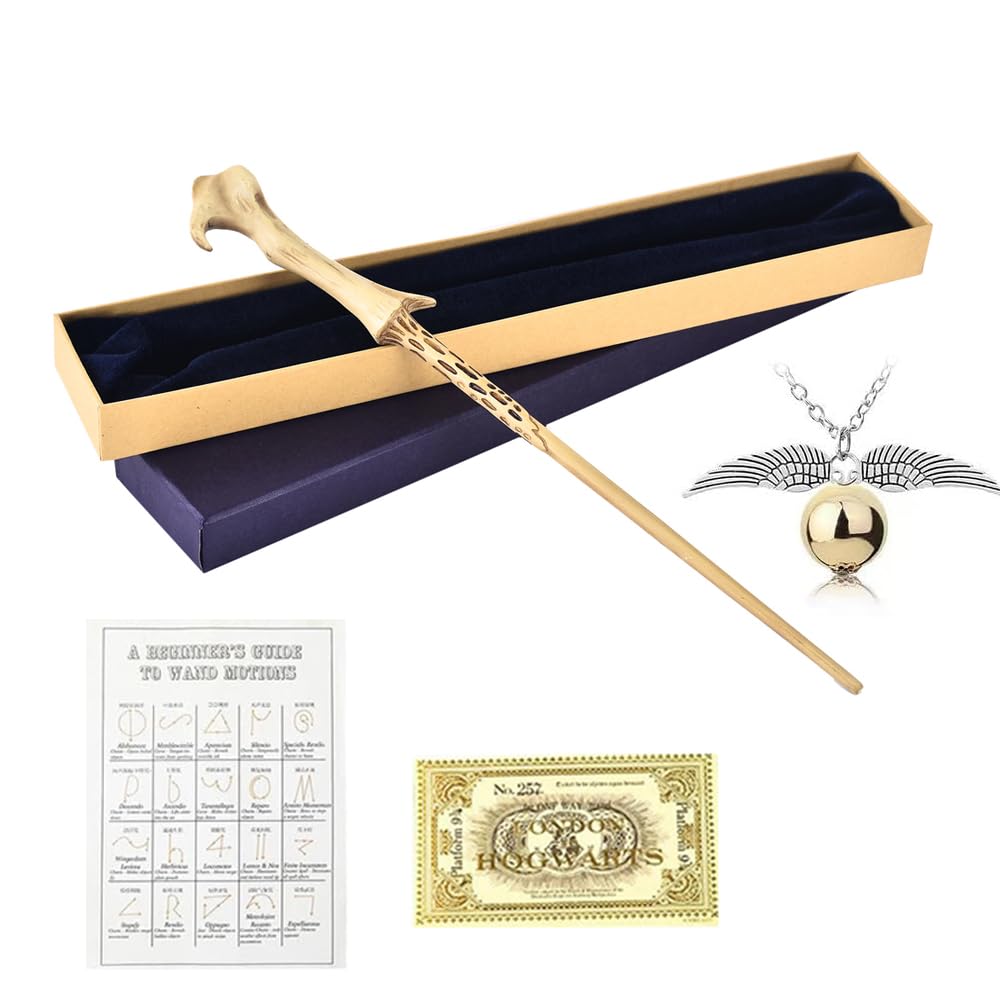 Voldemort Zauberstab Glühen, Zauberstab Voldemort mit Licht, USB Aufladung zauberstab Voldemort, Volde-Mort Harry stab in Geschenkbox mit Zauberspruch-Karte, Stationsticket und Halskette