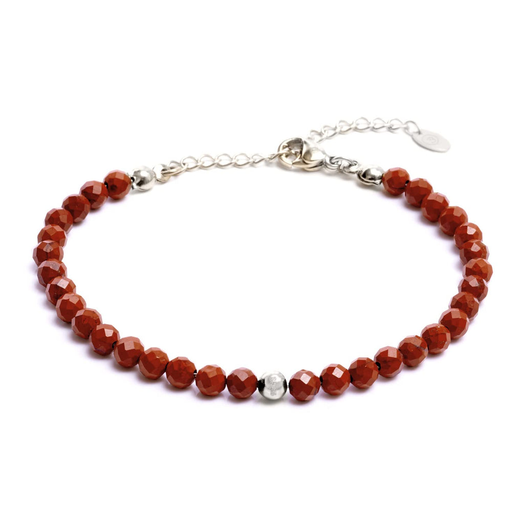 BERGERLIN Echtes Naturstein Perlenarmband - Naturstein geprüft in Deutschland, mit 925 Sterling Silberperle oder vergoldeter Perle - Mit Verschluss und Echtheitszertifikat, für Damen und Herren