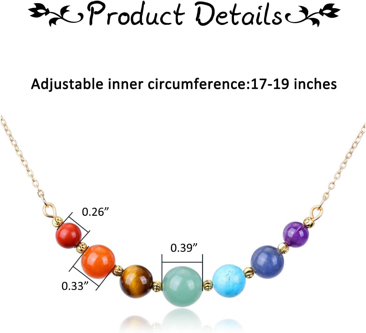 GEHECRST Edelstein 7 Chakra Heilsteine Kette Kristall Halskette mit Einstellbar Kette Glückskette Reiki Healing Talisman spirituelle Geschenke