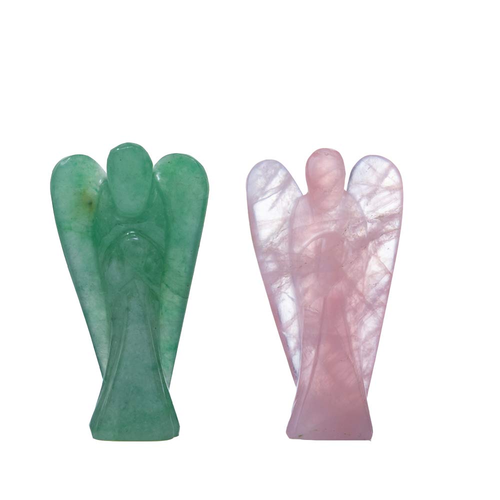 Wonder Care Pocket Guardian Angel Crystal Natural Gemstone Reiki Healing Energy Carved Statue Chakra Balance Meditation Aesthetic 1.5-2 Inch Pack of 2