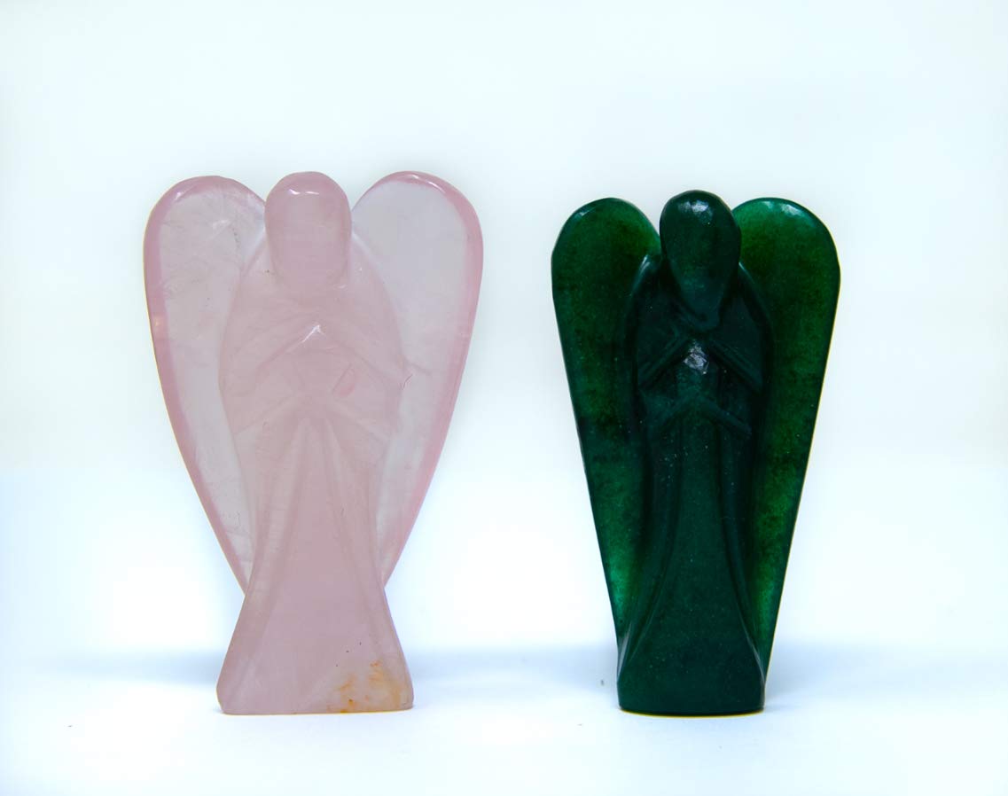 Wonder Care Pocket Guardian Angel Crystal Natural Gemstone Reiki Healing Energy Carved Statue Chakra Balance Meditation Aesthetic 1.5-2 Inch Pack of 2