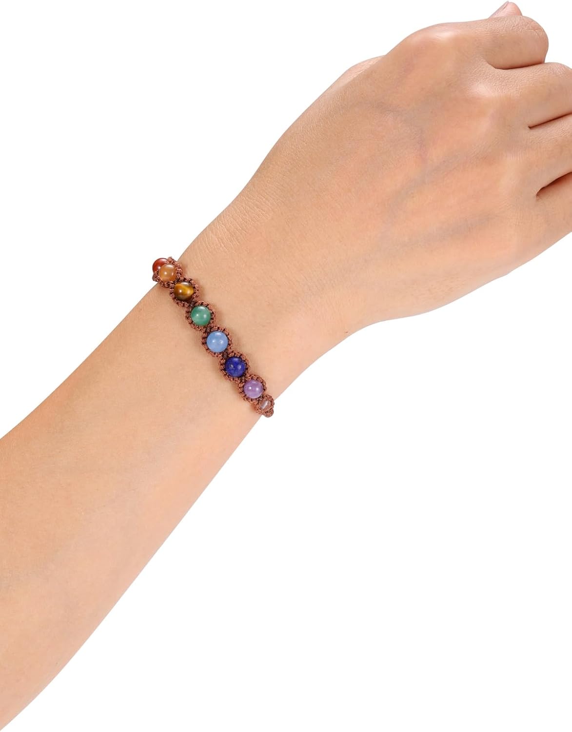 GEHECRST Edelstein 7 Chakra Armband - Heilsteine Einstellbare Armbänder, Yoga Glücksarmband, Healing Reiki Energietherapie Glückbringen Talisman
