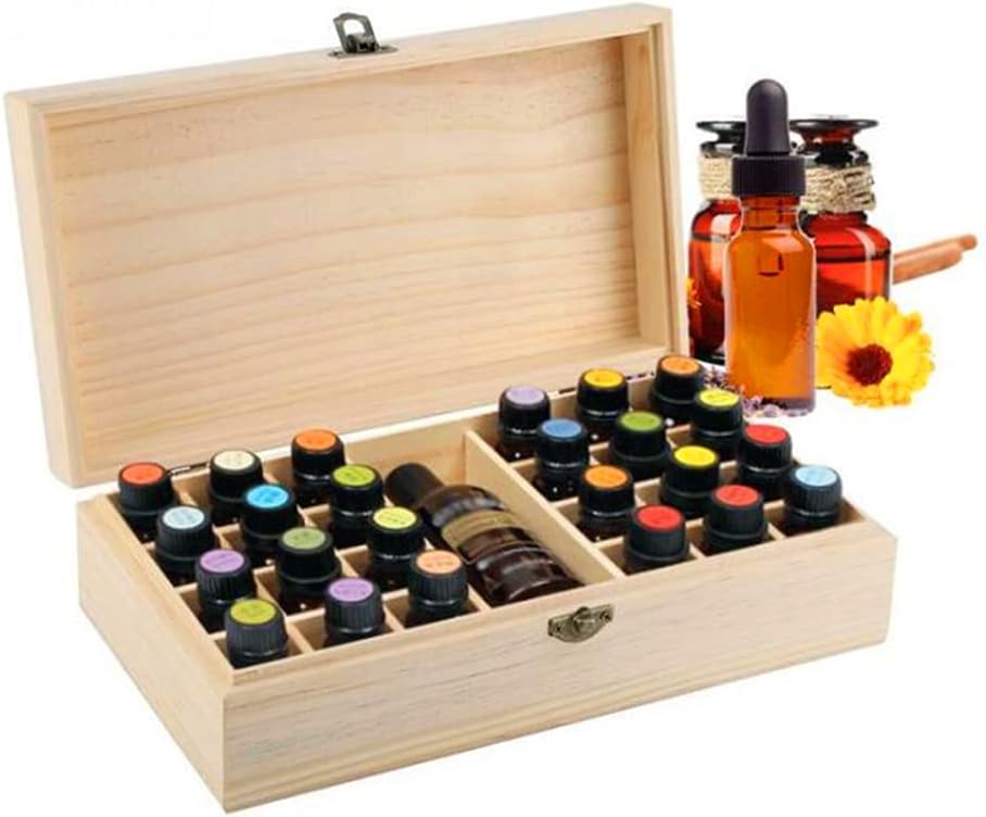 Aufbewahrungsbox für ätherische Öle aus Holz Ätherische Öle Display Organizer 25 Fächer Ständerhalter für 15 ml Flaschen Nagellacksammlung mit Deckel