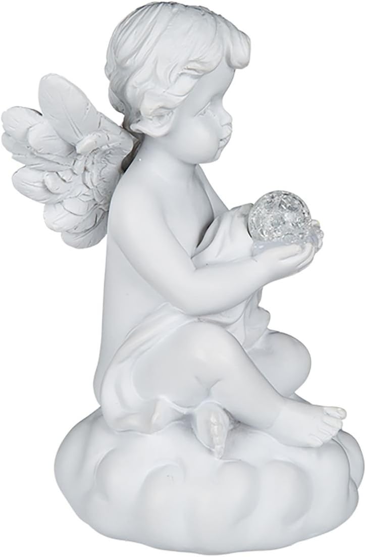 Out of the blue Engel sitzend mit LED - Kugel Circa 7x11,5cm