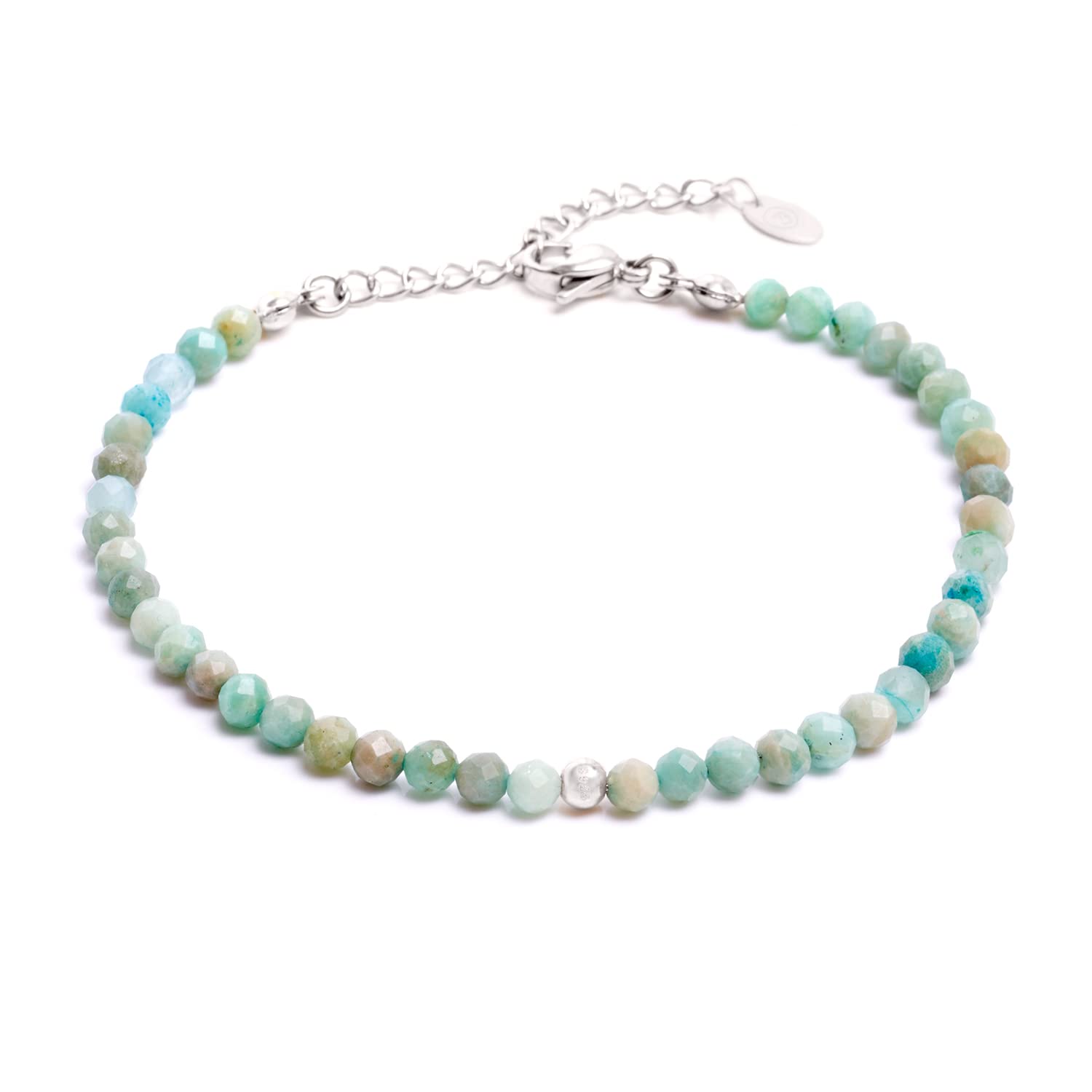 BERGERLIN Echtes Naturstein Perlenarmband - Naturstein geprüft in Deutschland, mit 925 Sterling Silberperle oder vergoldeter Perle - Mit Verschluss und Echtheitszertifikat, für Damen und Herren