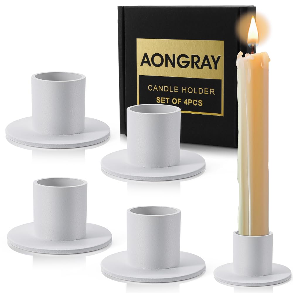 Set mit 4 schwarzen Kerzenhaltern, Retro-Kerzenlicht-Dinner-Kerzenhalter, für Wohn-, Esszimmer- und Schlafzimmerdekoration, Kamindekoration(Neue Verpackung)