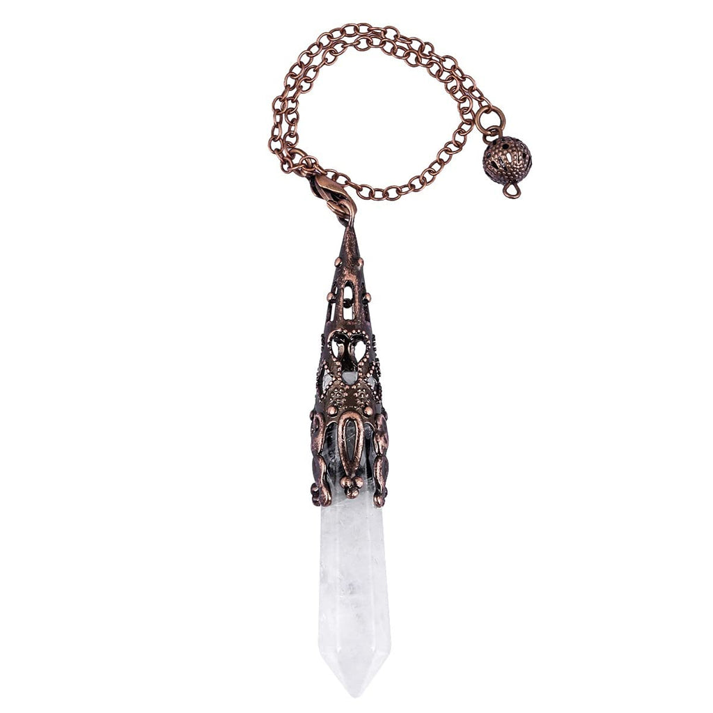 Obsidian Hexagonal Stein Pendel mit Vintage Kette, Reiki Heilung Kristall Punkt Pendels Edelstein Sechseckiger Anhänger Chakra-Pendel für Divination Meditation Scrying Balance