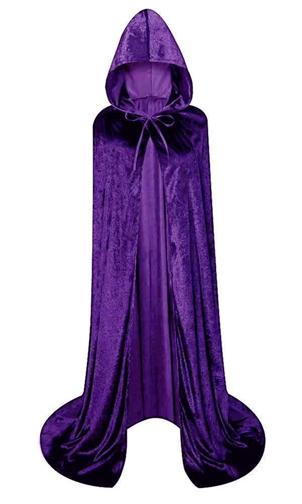 LHJ Unisex Full Length Hooded Robe Cloak Long Velvet Cape Cosplay Costume