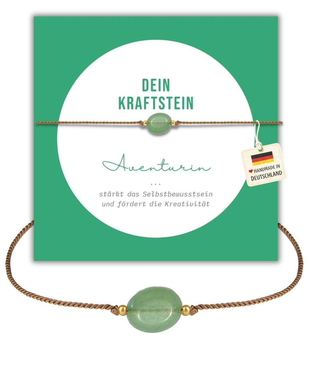 happymaker - Edelstein Armband Damen, handgefertigt in Deutschland mit Goldperlen, Geschenkkarte und Geschenkverpackung, Mutmacher Geschenk