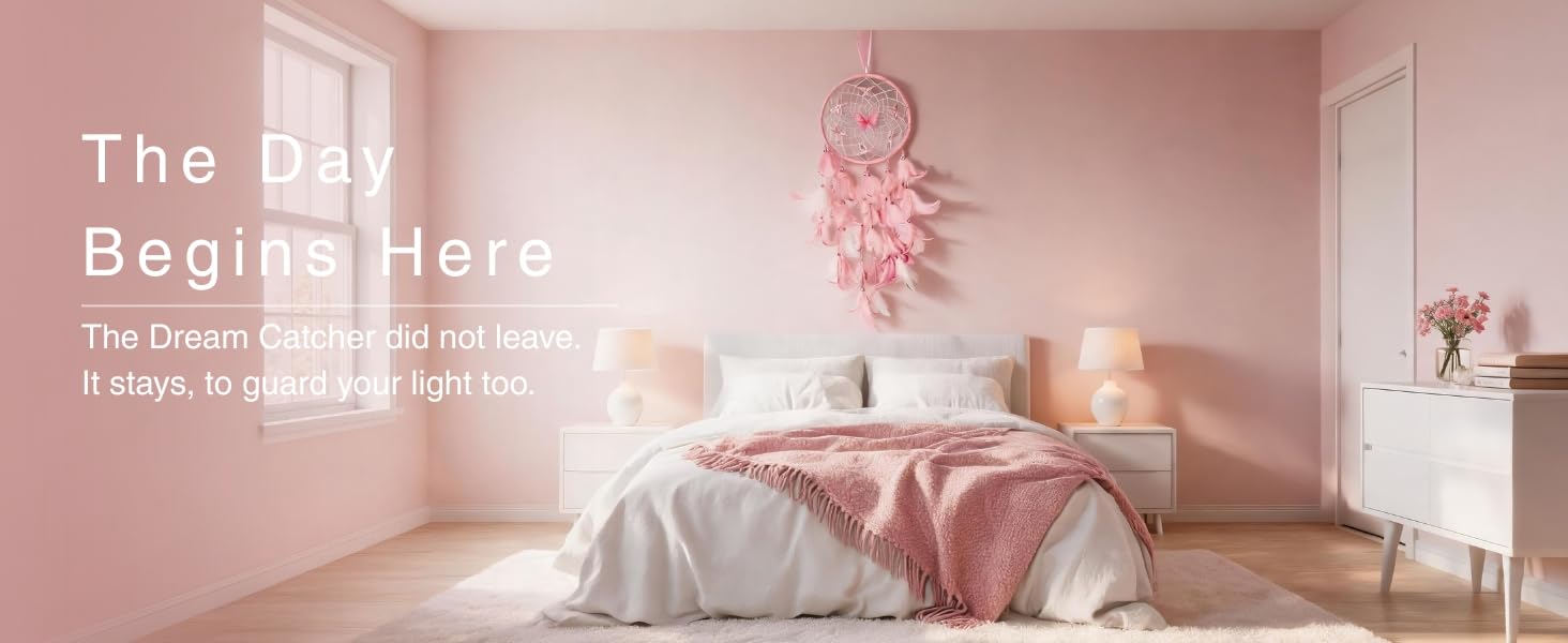 Dream Catcher for Girls,Pink Wall Decor,Decorative Box with Raffia